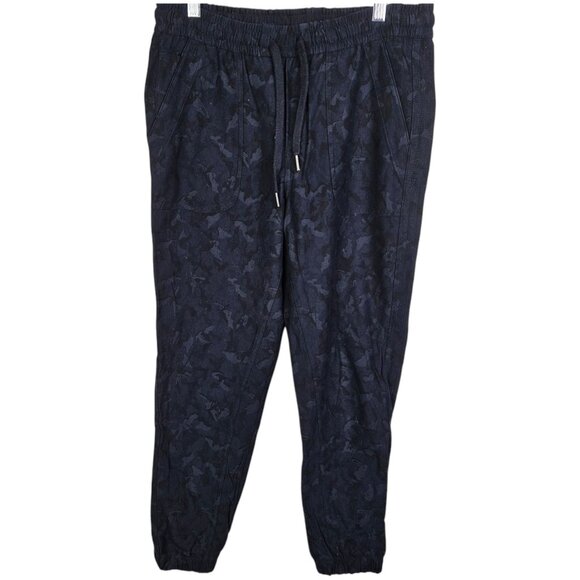 Athleta Women's Camo Navy Elastic Waist Stretch Jogger Pants‎ Pockets Size 6 - Picture 1 of 11